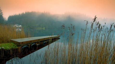 nature_dawn_lake_gangway_fog_landscapes_hd-wallpaper-375818